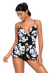 Sexy White Paper Cut Print Sexy Flyaway Tankini